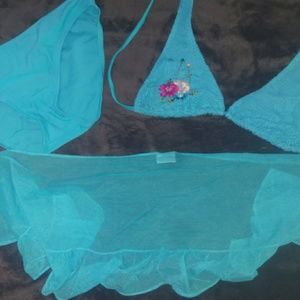 Teal bikini with waist wrap Size medium